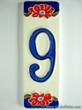 Numero civico ceramica con fiore nf9